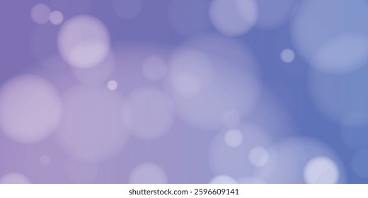 Minimal dreamy bokeh background with soft glowing circles and gentle purple-blue gradient. Elegant abstract blurred lights for festive and magical designs.