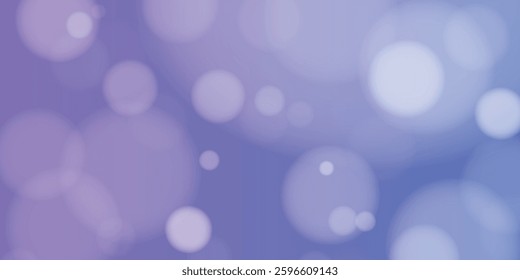 Minimal dreamy bokeh background with soft glowing circles and gentle purple-blue gradient. Elegant abstract blurred lights for festive and magical designs.