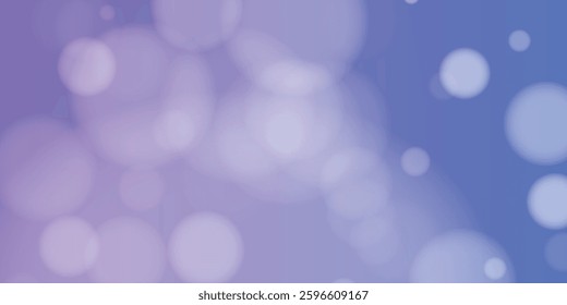 Minimal dreamy bokeh background with soft glowing circles and gentle purple-blue gradient. Elegant abstract blurred lights for festive and magical designs.