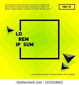 Minimal dynamic 3D background with geometric shapes composition. Modern lemon concept poster. Ideal for banner, web, header, landing page, cover, billboard, brochure, presentation design.