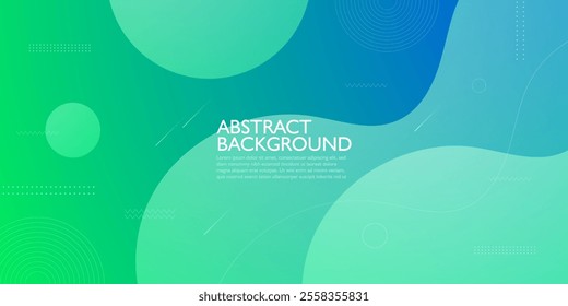 Minimal dynamic blue and green gradient fluid textured background with 3D style wave liquid color pattern. Eps10 vector