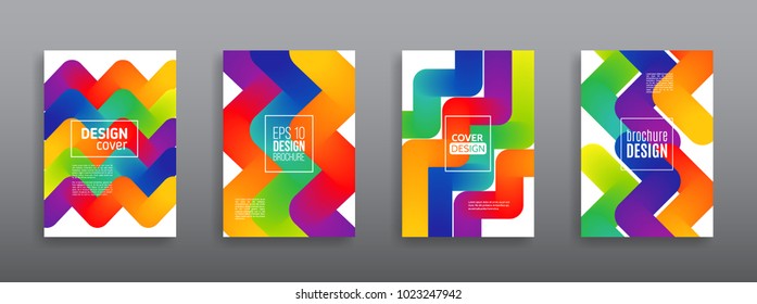 Minimal dynamic cover design. Abstract geometric line gradient background. Business brochure design. Vector illustration templates.