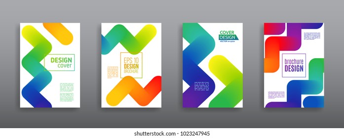Minimal dynamic cover design. Abstract geometric line gradient background. Business brochure design. Vector illustration templates.