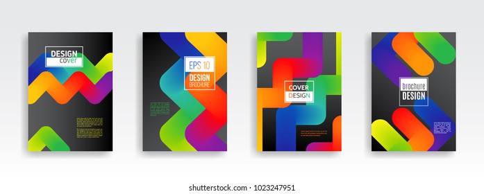 Minimal dynamic cover design. Abstract geometric line gradient background. Business brochure design. Vector illustration templates.
