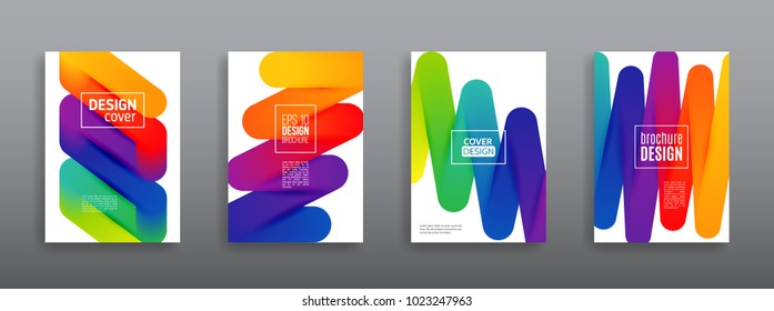 Minimal dynamic cover design. Abstract geometric line gradient background. Business brochure design. Vector illustration templates.