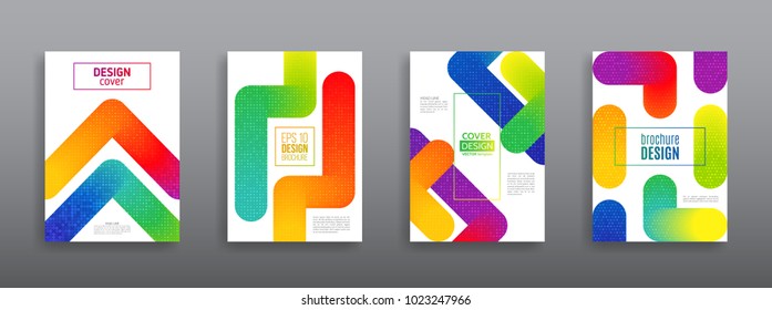 Minimal dynamic cover design. Abstract geometric line gradient background. Business brochure design. Vector illustration templates.
