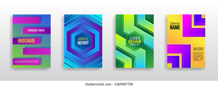 Minimal dynamic cover design. Abstract geometric line gradient background. Business brochure design. Vector illustration templates.