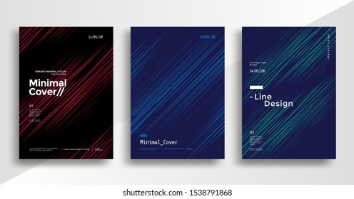 Minimal dynamic covers design with color simple line. Gradient striped background for poster, flyer. Motion speed vector background in duotone color.