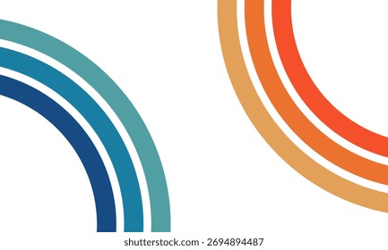 minimal dynamic geometric shapes abstract background, teal orange rings, modern hipster futuristic poster template