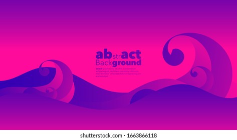 Minimal dynamic gradient on classic blue and Fluorescent pink  background with copy space.  geometric Backdrop for Poster, Fluid 3d shapes composition. Modern abstract cover. Brochure, card.