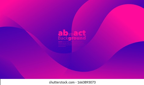 Minimal dynamic gradient on classic blue and Fluorescent pink  background with copy space.  geometric Backdrop for Poster, Fluid 3d shapes composition. Modern abstract cover. Brochure, card.