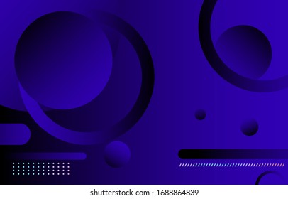 Minimal dynamic gradient on dark blue background.  Geometric Backdrop for Poster. 3d shapes composition. Modern abstract cover. Brochure, card.