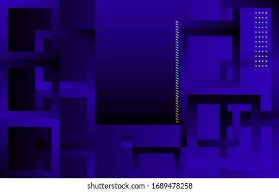 Minimal dynamic gradient on dark blue background.  Geometric Backdrop for Poster. 3d shapes composition. Modern abstract cover. Brochure, card.
