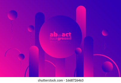 Minimal dynamic gradients on classic blue and Fluorescent pink  background with copy space.  geometric Backdrop for Poster, 3d shapes composition. Modern abstract cover. Brochure, card.