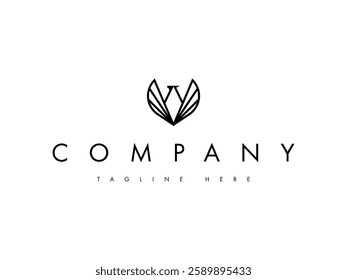 minimal eagle falcon letter V logo design