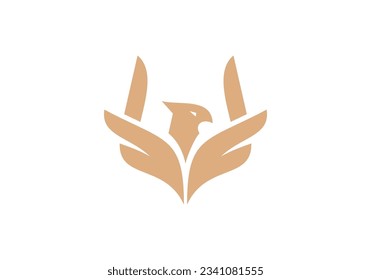 minimal eagle and hand logo vector design.
