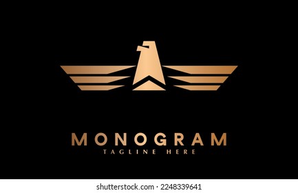 Minimal Eagle icon abstract monogram vector logo template
