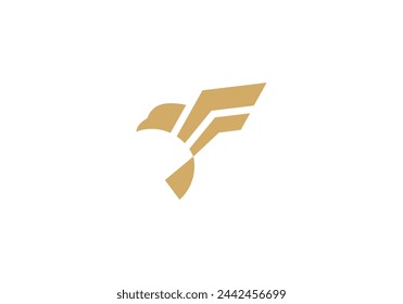 minimal eagle and letter F logo design