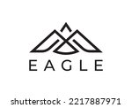 minimal eagle and letter M logo vector design.