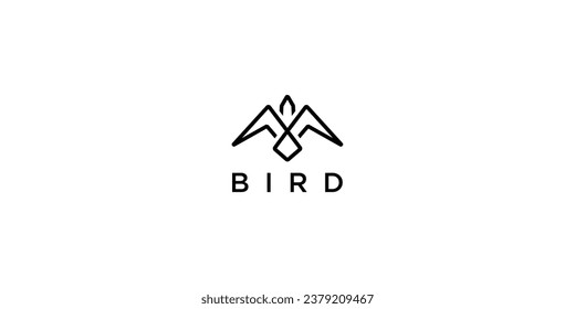 Minimal Eagle logo Design. Bird Line Art Style Vector Design Illustration.