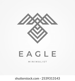 Mínimo Eagle Logo Design, design de logotipo de estilo de linha de pássaro moderno, modelo de logotipo de design plano, ilustração vetorial