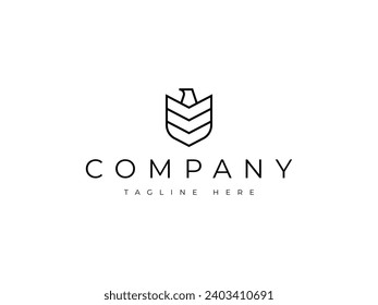 minimal eagle shield line logo design