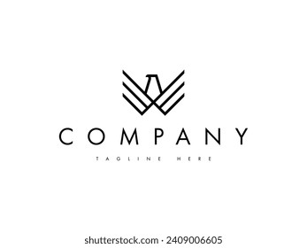 minimal eagle wing line logo design