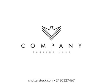 minimal eagle wing line logo design