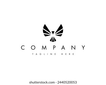 minimal eagle wing line logo design