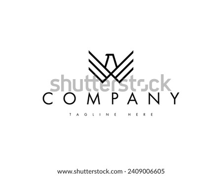 minimal eagle wing line logo design