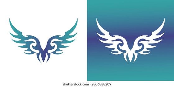Minimal eagle wings logo vector. Modern bird emblem for esports, aviation, security, apparel, mascot, and premium brand identity.