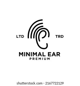 minimal ear sound line logo icon design 