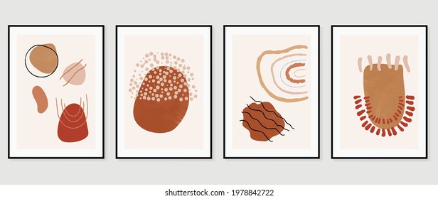 Minimal earth tone abstract background vector. Hand drawn art design for wall decoration, digital art for prints, kids cover, poster and wallpaper.