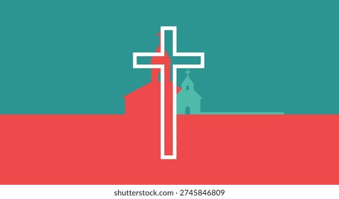 Minimal Easter Church Cross Layout Illustration