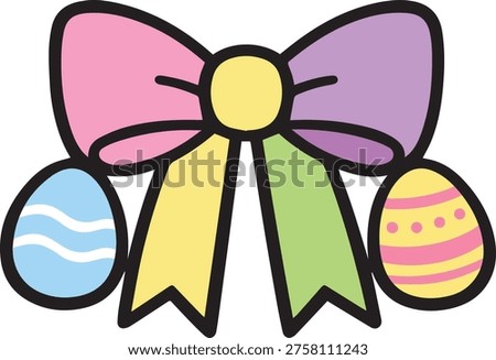 Minimal Easter Ribbon Bow Icon with Smooth Curves and Flat Design