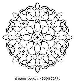 Diseño de mandala mínimo y fácil para colorear libro, diseño de henna y arte de la pared, arte de mandala con estilo
