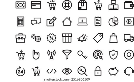 Minimal ecommerce icons High-Quality Vector Icons Collection with Editable Stroke. Ideal for Professional and Creative Projects.