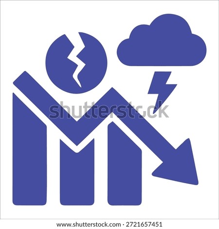 Minimal economic crisis and recession vector icon isolated
