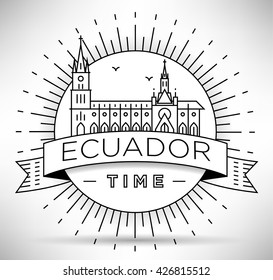 Minimal Ecuador Linear Skyline with Typographic Design