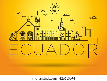 Minimal Ecuador Linear Skyline with Typographic Design