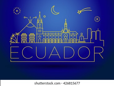 Minimal Ecuador Linear Skyline with Typographic Design