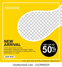 Minimal Editable Banner Template. Illustration
vector with photo, Black and yellow background color with stripes shape. Suitable for social media posting, promotion and web internet advertising.