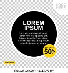 Minimal Editable Banner Template. Illustration
vector with photo, Black and yellow background color with stripes shape. Suitable for social media posting, promotion and web internet advertising.