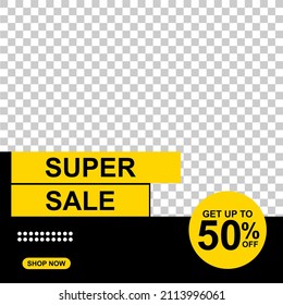 Plantilla mínima de banner editable. Ilustración
vector con foto, color de fondo negro y amarillo con forma de rayas. Adecuado para publicación en redes sociales, promoción y publicidad en Internet.