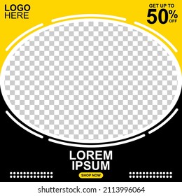 Plantilla mínima de banner editable. Ilustración
vector con foto, color de fondo negro y amarillo con forma de rayas. Adecuado para publicación en redes sociales, promoción y publicidad en Internet.
