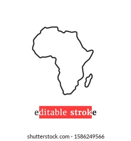 minimal editable stroke africa map icon. concept of border of the african continent. simple style trend modern black logotype graphic art badge design element isolated on white background