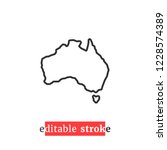 minimal editable stroke australia map icon. flat trend change line thickness logotype graphic lineart design art isolated on white. concept of australian coastline label and world trip nation tourism