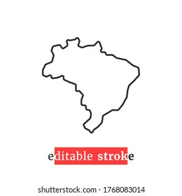 minimal editable stroke brazil map icon. concept of territory brazilian country. simple style trend modern lineart logotype graphic design web infographics element isolated on white background