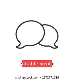minimal editable stroke chat room icon. flat change line thickness style modern logotype graphic design isolated on white background. concept of two communication popup button shape for online and web