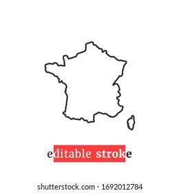 minimal editable stroke france map icon. simple flat style trend modern logotype graphic web element isolated on white background.  